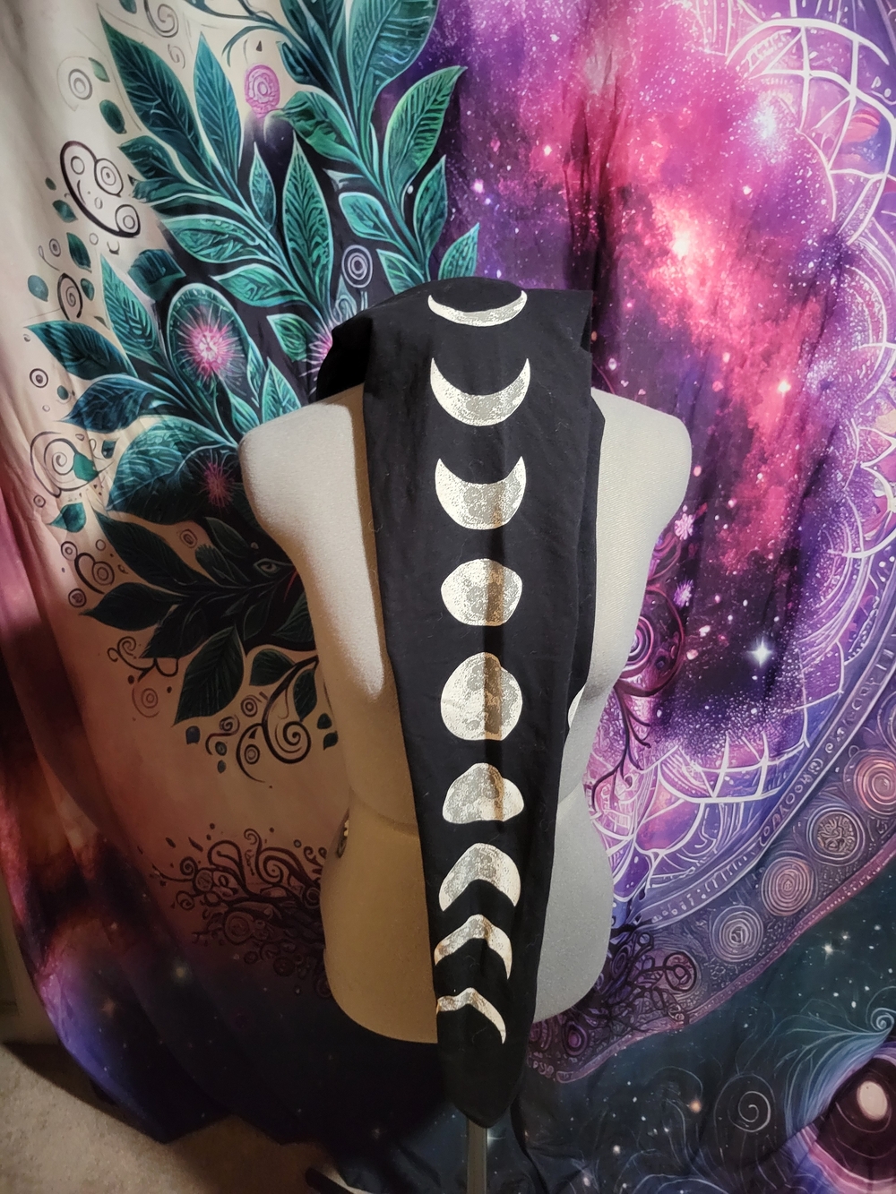 Midnight Hour Leggings Black with Silver Moon Phase Design Size XS